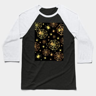 Happy Halloween Creepy  Spiders In Gold Baseball T-Shirt